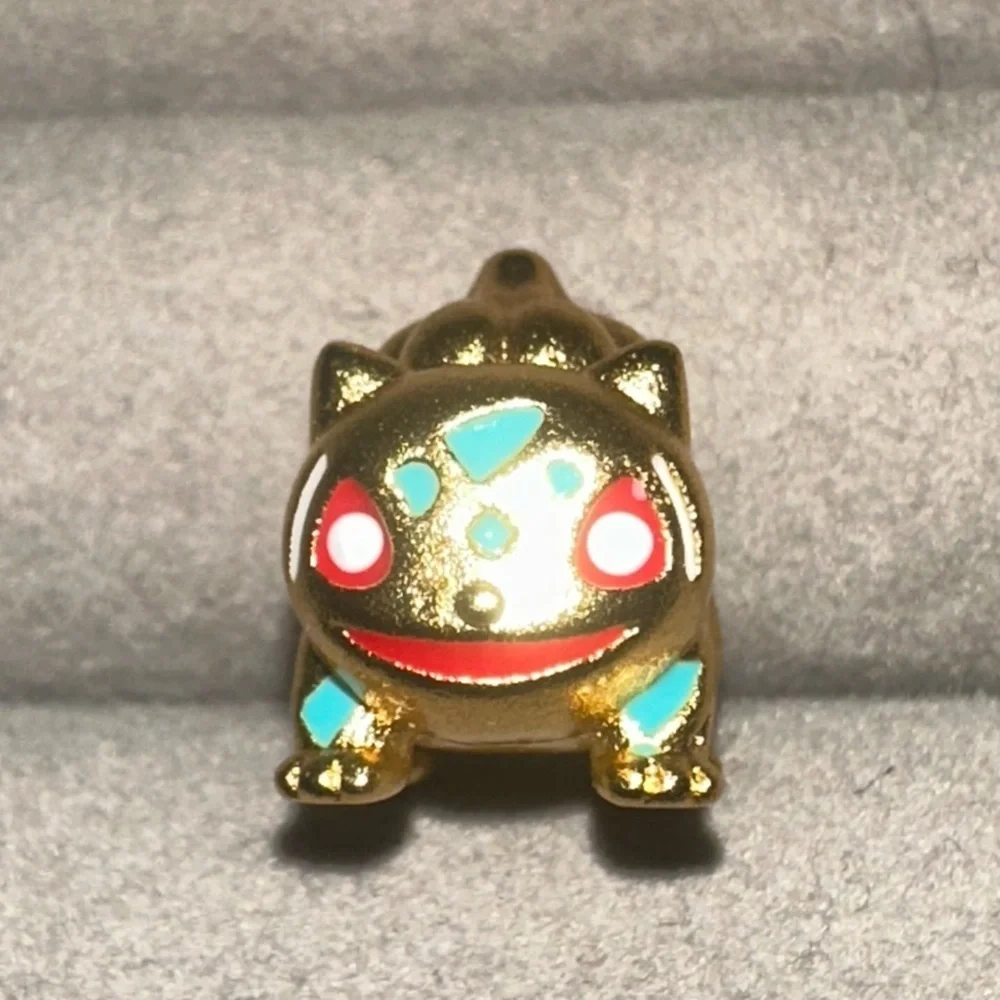 24K Gold Filled Pokemon Bulbasaur Charm Bead Pendant Anime Kawaii Pocket Monster